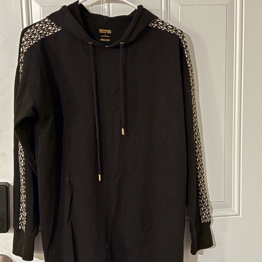 Michael Kors Black Hoodie with Geometric Sleeves